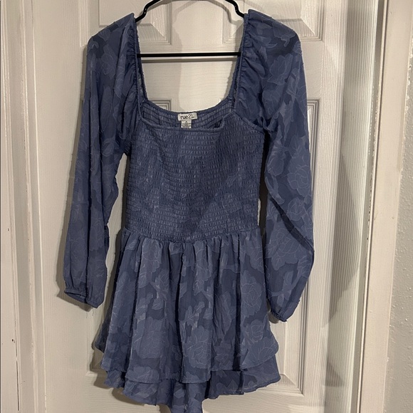 Blue Long Sleeve Romper - Picture 1 of 3